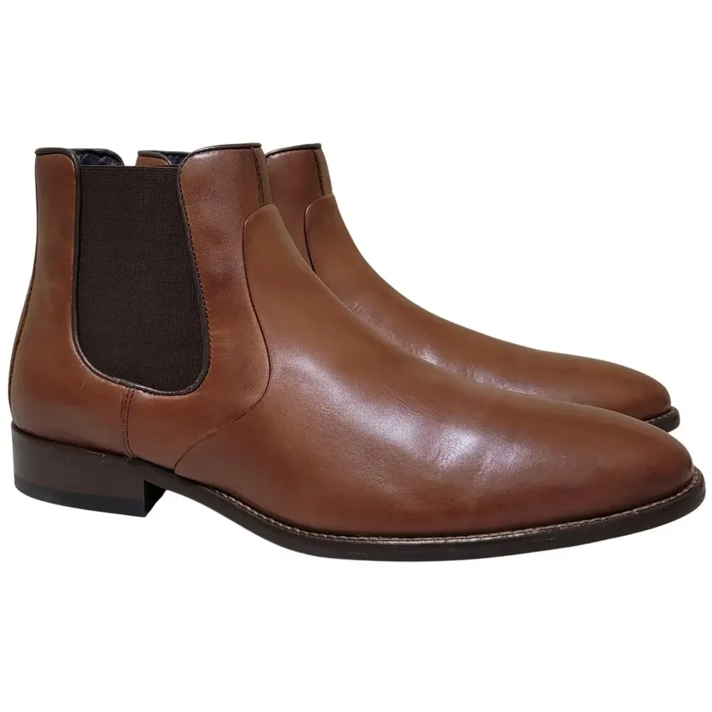 Johnston & Murphy Men Stockton Chelsea Boots Size US 11.5M Tan Brown Full Grain